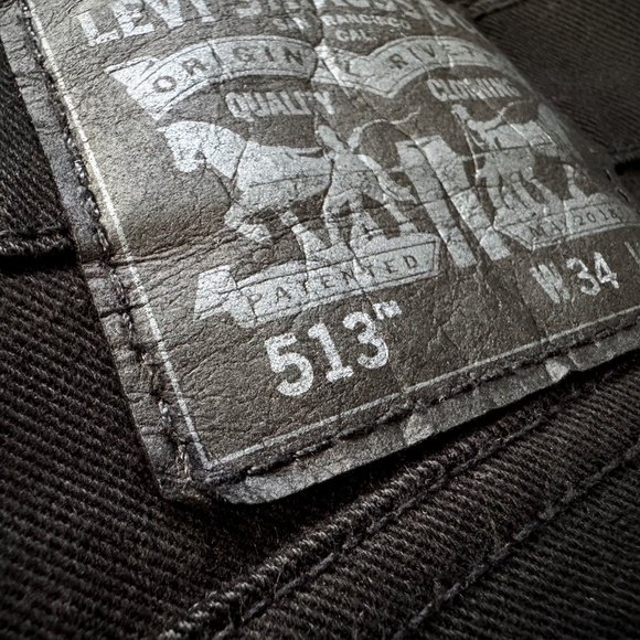 Levis 513 Jeans Mens 34x30 Black Slim Straight American Stretch Dark Wash Denim - Picture 3 of 10